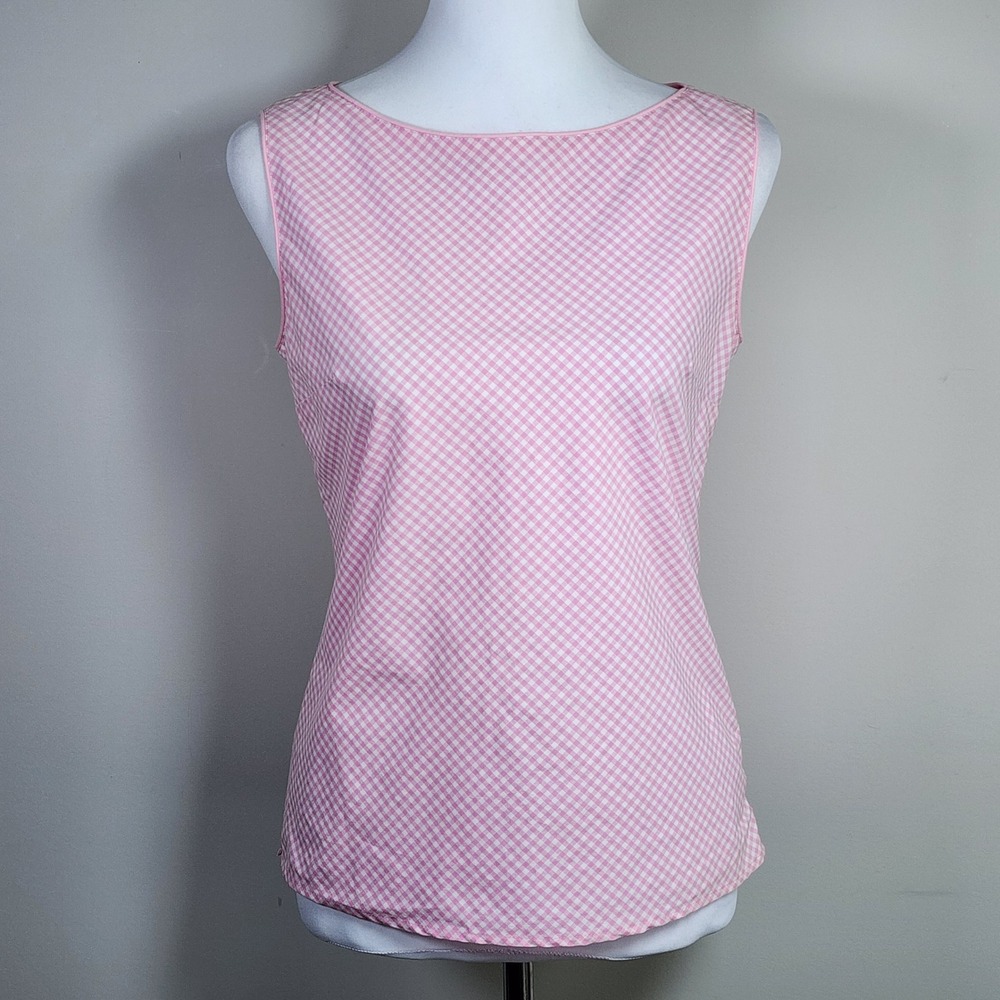 Bossini Gingham Top Womens Small Pink White‎ Check Western Cottagecore Feminine